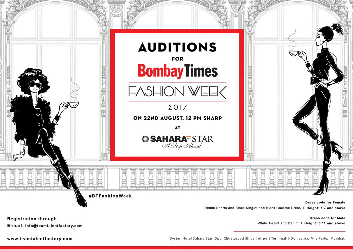 aasthabeecham's tweet photo. Girls and boys.. come participate in the auditions and stand a chance to walk for Bombay Times Fashion Week 2017!! #BTfashionweek https://t.co/XuNpoGJmdr
