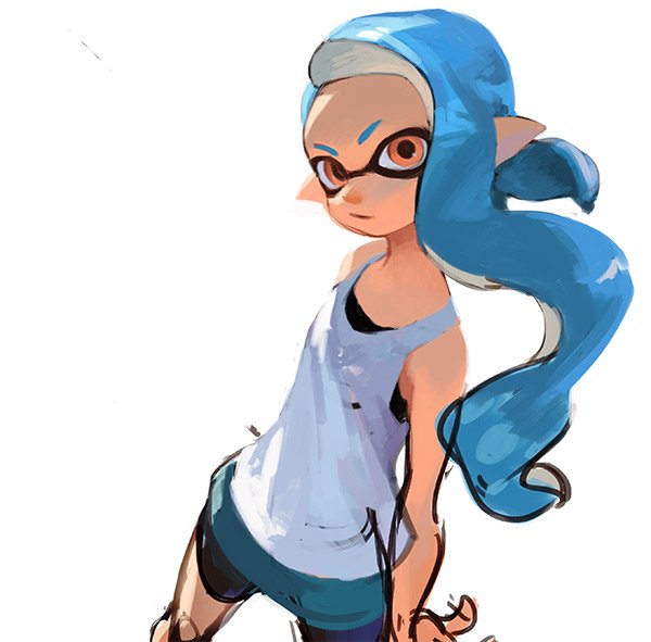 インクリング ,イカガール(スプラトゥーン) 「新しいブラシの練習ついでにイカちゃん 」|岩本ゼロゴ Iwamoto05のイラスト