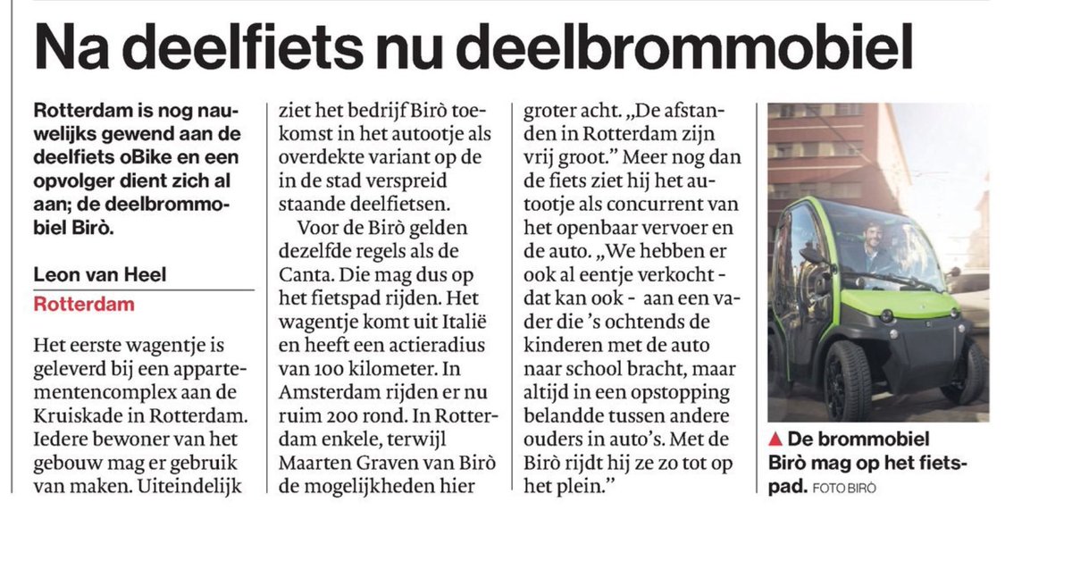 deelfietsen's tweet photo. Na deelfietsen nu ook deelbrommobielen in Rotterdam #biro https://t.co/w2u2trVVtJ