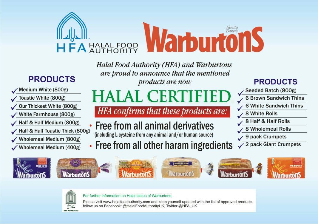 JasonBrexit's tweet image. Wow didn't realise that @Warburtons are Halal registered with the HFA disgusting! won't be buying their products. #boycott #banhalal