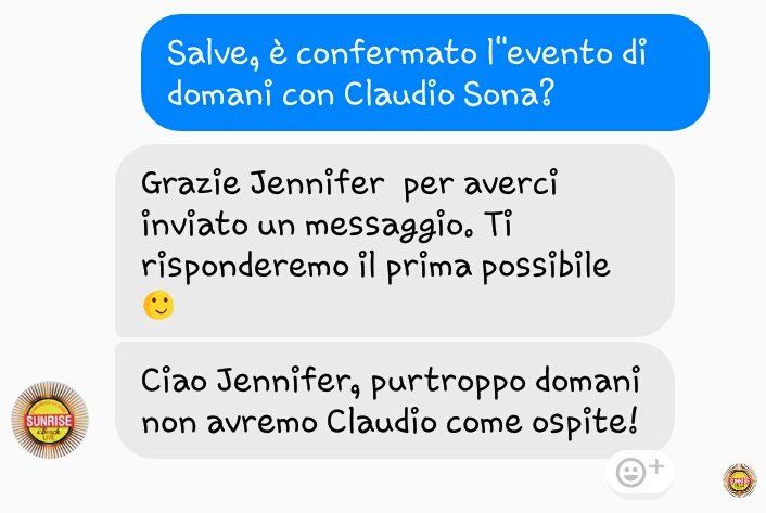 J_Biokru's tweet photo. Ragazze per chi doveva andare al sunrise per l'evento di Claudio domani, ho chiesto conferma e mi hanno detto che non ci sarà... #clario https://t.co/B5rVyHnefn