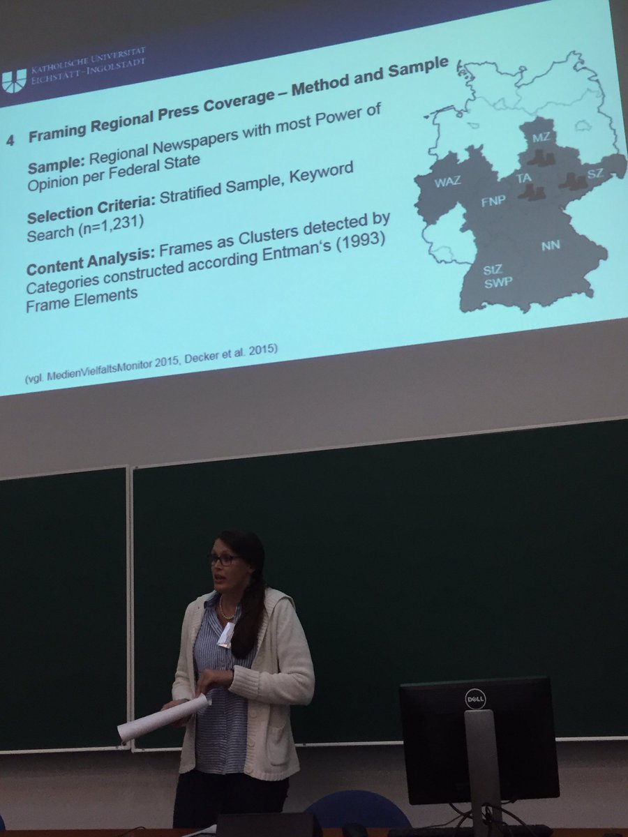TuroUskali's tweet photo. Regina Greck focusing on regional coverage and mediatization of the German refugee crisis. #NordMedia2017 https://t.co/OaPeIxktMY