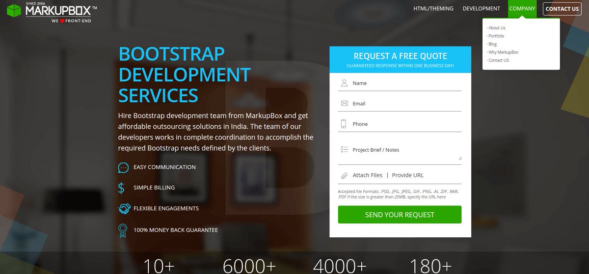 Utilizing the industry expertise and skills of experts, we are involved in providing best Bootstrap services. 
Call: markupbox.com/bootstrap-deve…