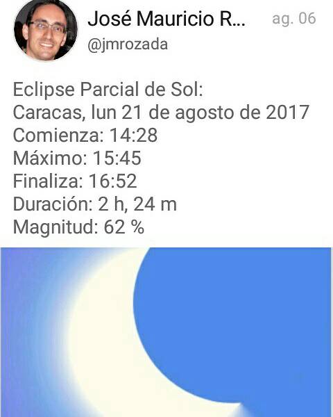 ClimaMgta's tweet photo. #eclipse #eclipsesolar #eclipse2017 #Venezuela /vía (@jmrozada) https://t.co/KAtDIIPWlp
