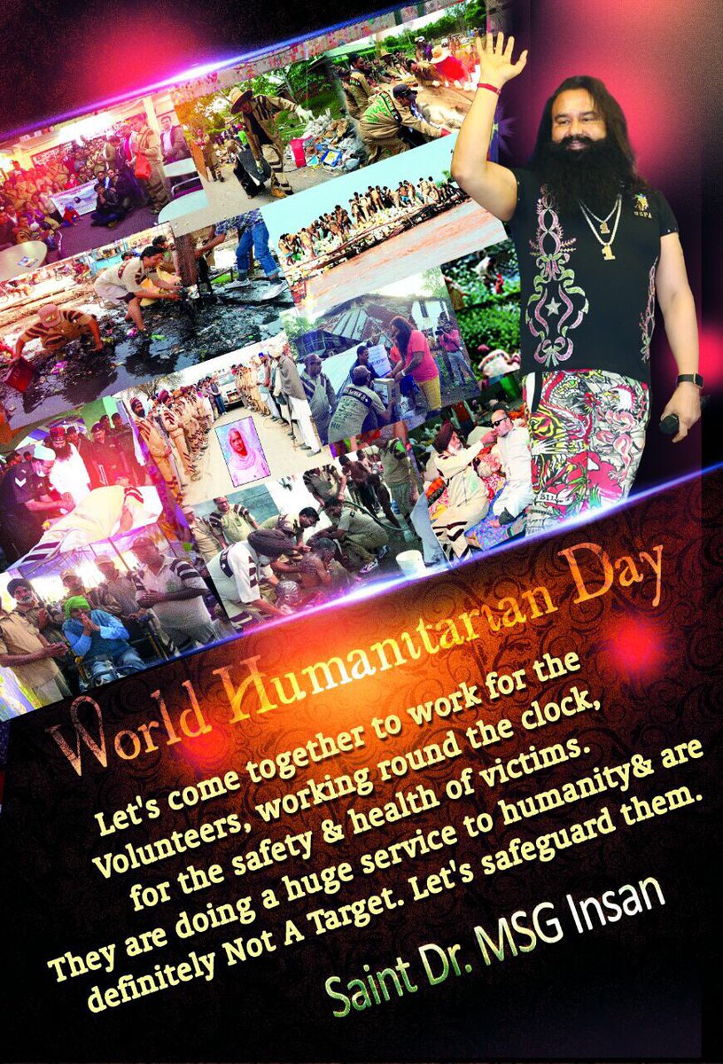 Dr.GURMEET RAM RAHIM (@gurmeetramrahim) on Twitter photo On #WorldHumanitarianDay grand salute to volunteers of <a href="/derasachasauda/">Dera Sacha Sauda</a> for their incredible spirit of welfare services. Blessings! On #WorldHumanitarianDay grand salute to volunteers of <a href="/derasachasauda/">Dera Sacha Sauda</a> for their incredible spirit of welfare services. Blessings!