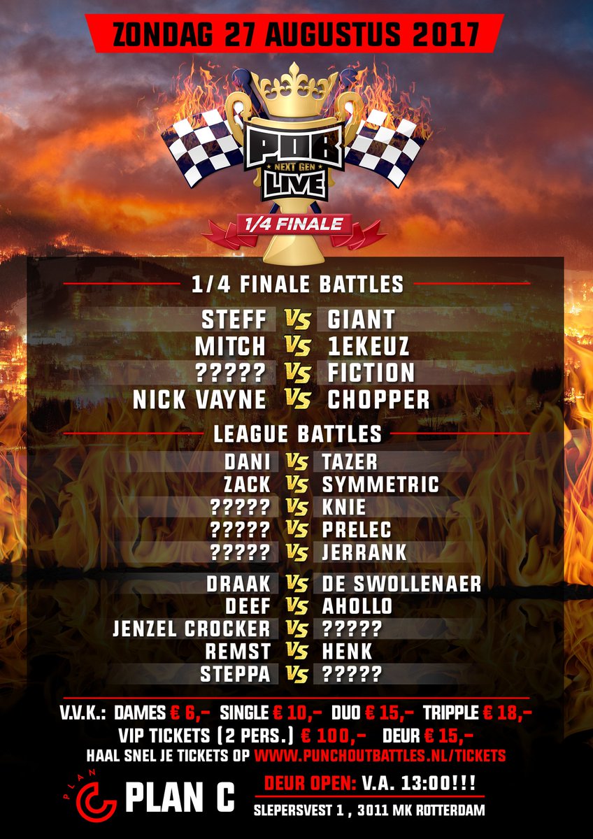 2de Flyer - Punchoutbattles 1/4de Finales Live Event. De battles die je tot nu toe kan verwachten. Kaartjes via: bit.ly/PunchOut-Ticke…