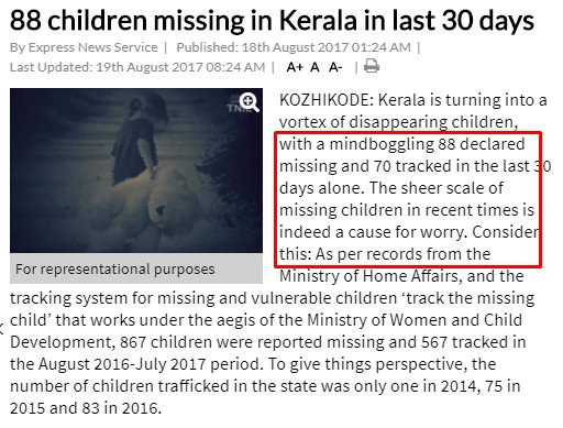 3 children go missing every day in Kerala. Is this the god's own country they scream about? #ShameOnKerala