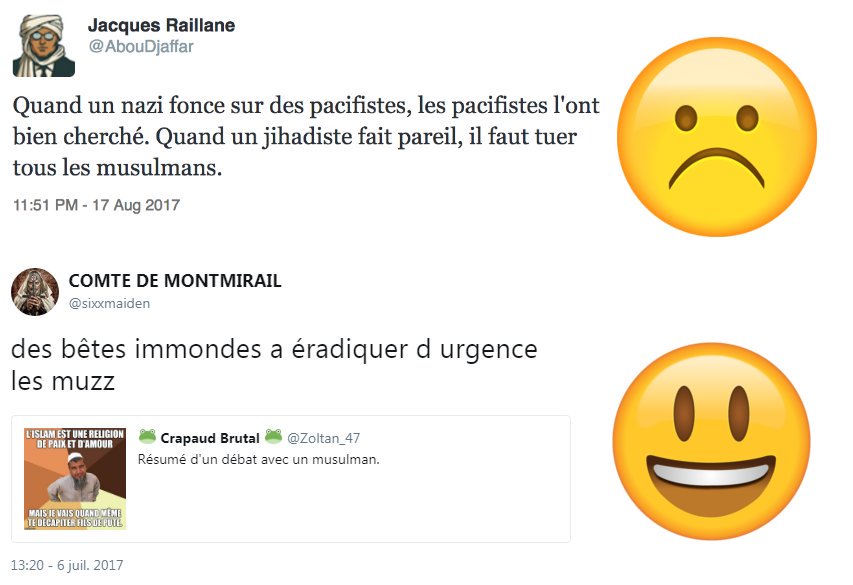 Sérieusement @TwitterFrance tu déconnes total : suspendre @AbouDjaffar pour ce tweet alors que d'autres postent ça ? #AcheteUnCerveau