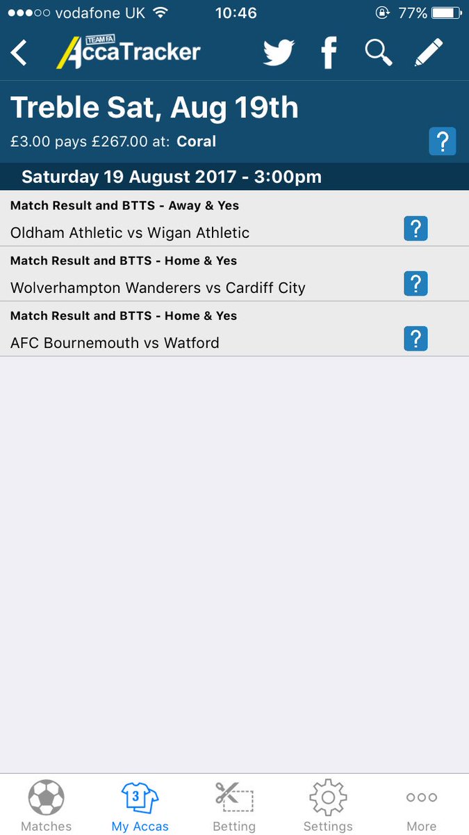 Jates92's tweet photo. @FootyAccums hoping for some big wins today lads! #thanksforthetips https://t.co/EOcKNYPwxu