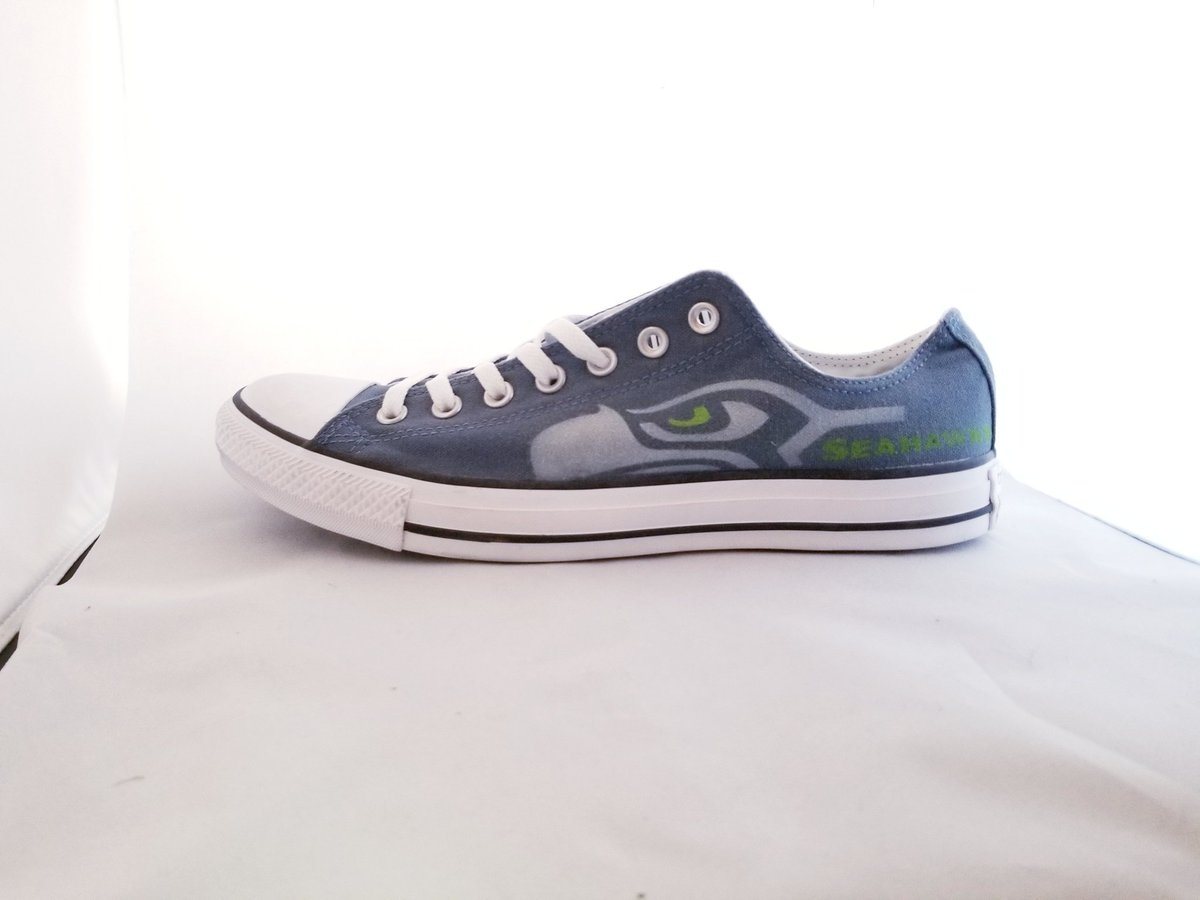 Seahawk Chuck Taylors size 10. facebook.com/candidcustoms/