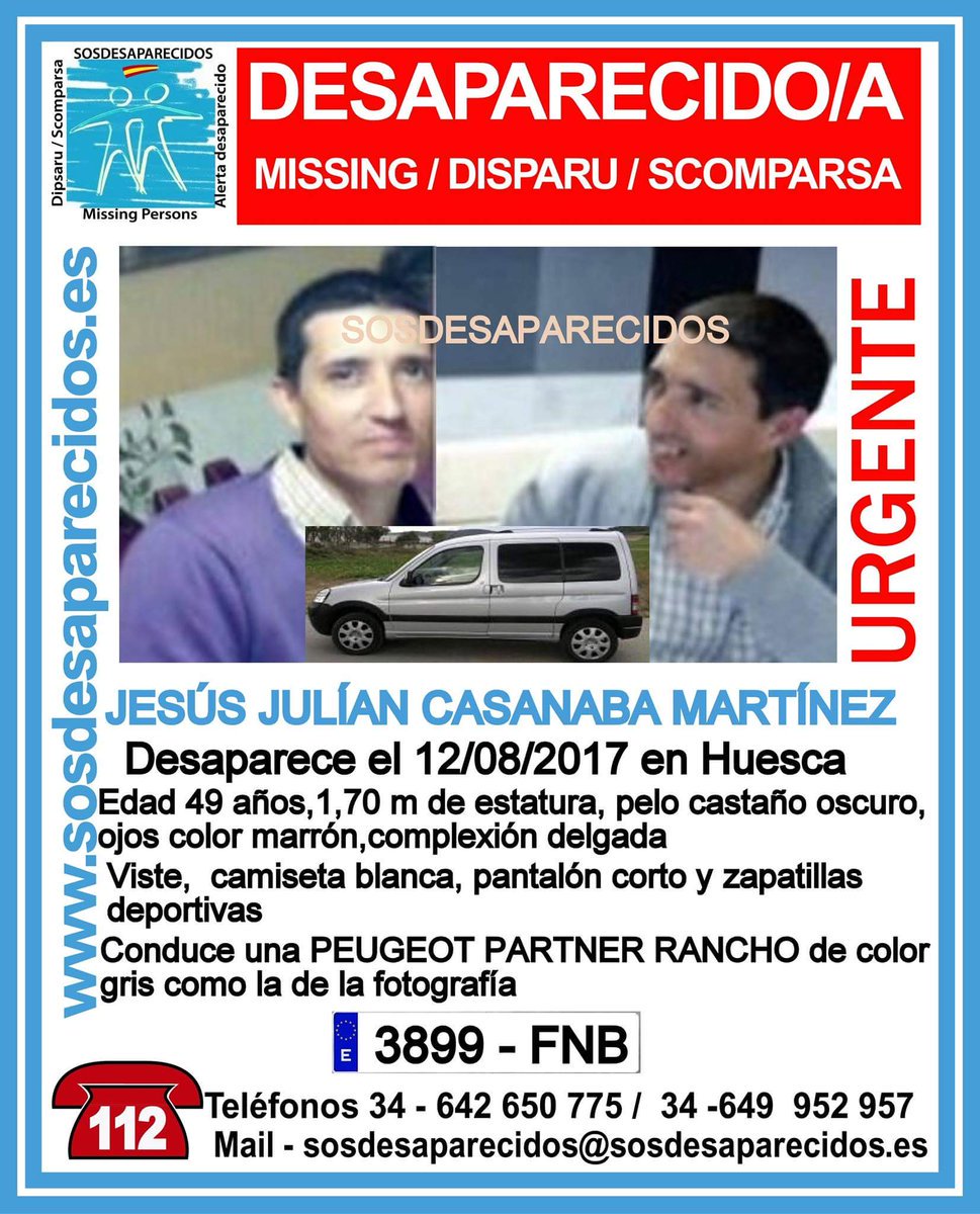 guardiacivil's tweet photo. #Colabora
Este es Julián y ha #desaparecido en #Huesca
¿Lo has visto a él o a su coche?
☎️062
☎091
☎️112
Tu RT no cuesta y puede ayudar https://t.co/qtQQoZ48DT