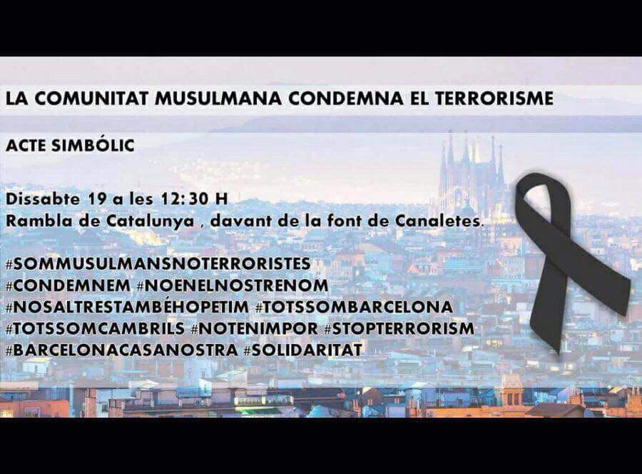 BCN_Revolution's tweet photo. Comunitat musulmana condena terrorisme. #Concentració #Barcelona https://t.co/c9kdBZyH2v
