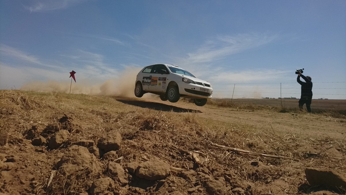 sarallying's tweet photo. Nico Nienaber getting all four @VolkswagenSA Polo wheels airborne. #ElectrothreadRally https://t.co/HBRYkOuUxx