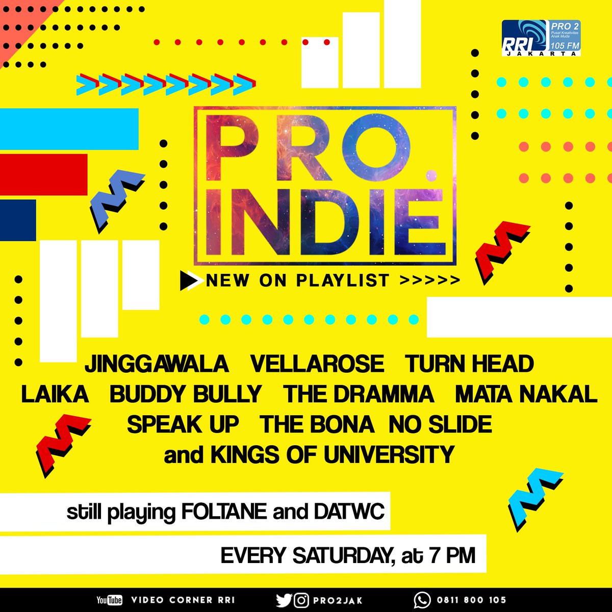 PRO2FMJKT's tweet photo. Punya band indie? Mau karya kamu diputar onair seperti band-band ini? Ikutan #PROINDIE sekarang! https://t.co/IAwwqUbQxX