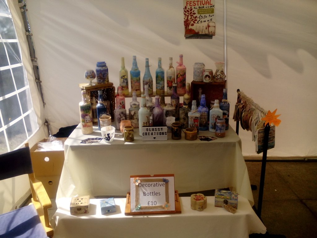 Theengineinn's tweet image. Not just beer at #Theengineinn #beerfestival we have Michelle and her creativity. #idealgift #recycling #glassycreations on FB