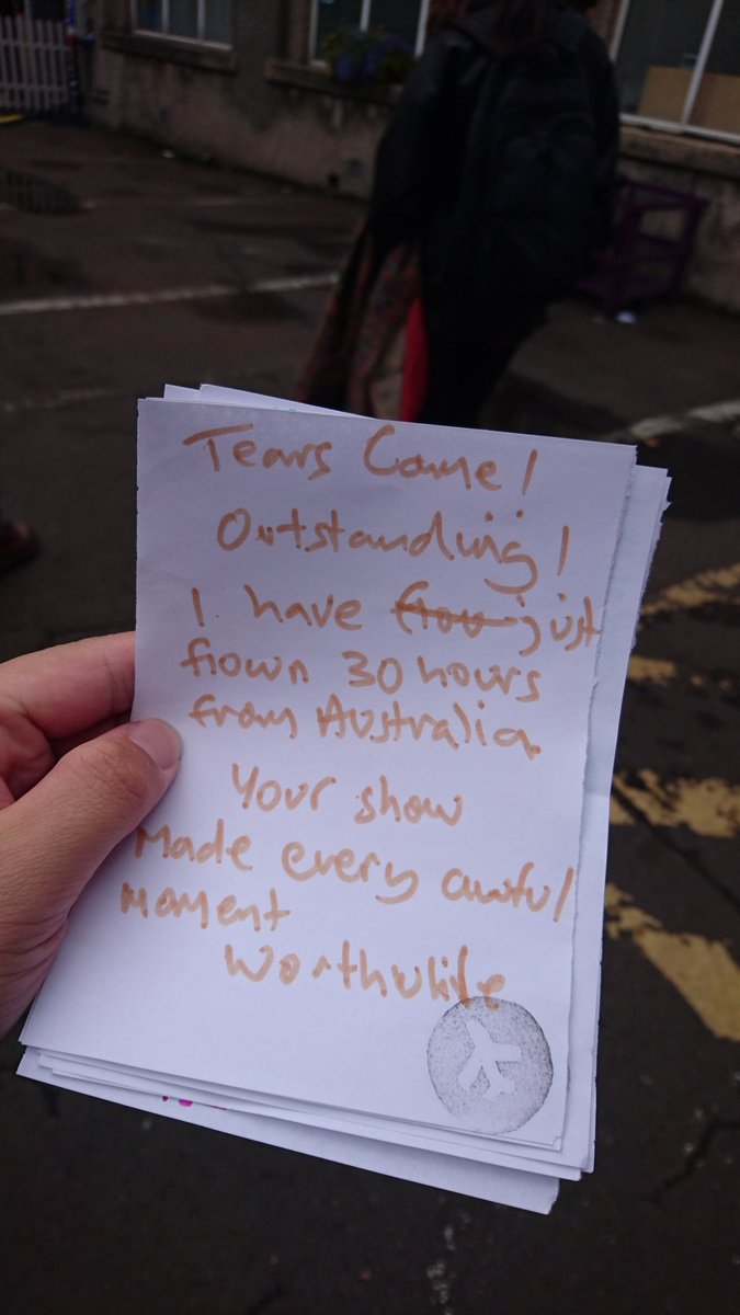 cocoism2016's tweet image. →→Feedback
Tears come！
Outstanding！
I have just flown 30 hours from Australia 
Your show made every awful moment worthwhile

@Summerhallery