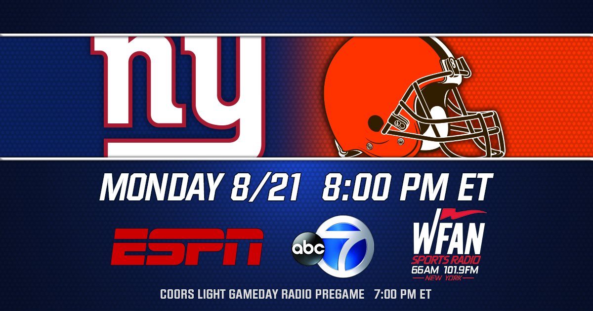 #NYGvsCLE is just a couple days away! Here's how to watch/listen to Big Blue on MNF >> bit.ly/1ok7Blg https://t.co/bplTo6SYj1