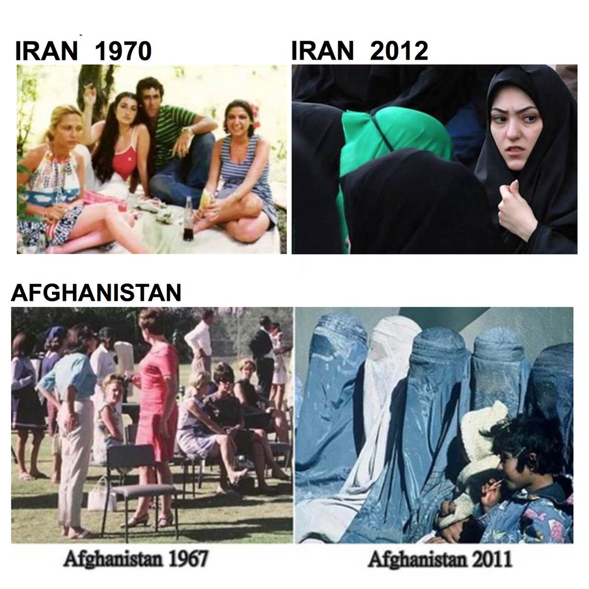 Animal In The Mirror on Twitter: "THEN & NOW: IMAGES of Iran & Afghanistan.  Secular vs #Islam. @UN @CNN @Foxnews #Sharia #IranFreedom @Iran_Policy… "