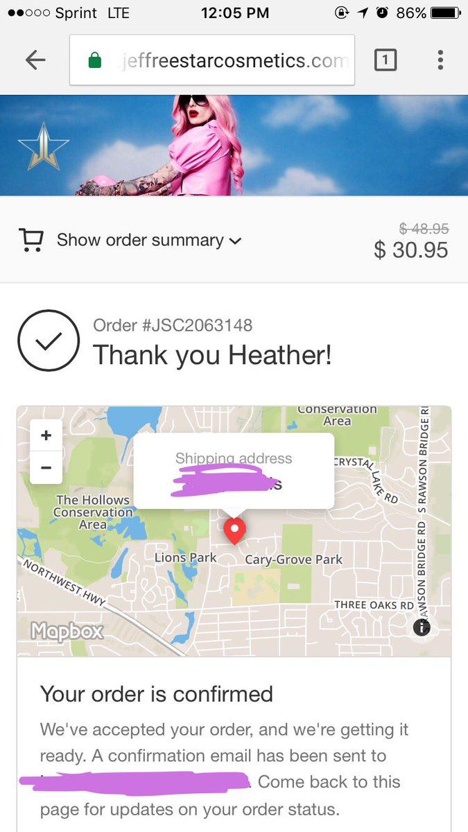 heather_loren's tweet photo. Got my @JeffreeStar merch. And a free liquid lip?! #yasgod 🌸💜 @JeffreeStar love you boo! https://t.co/jYeaItzzS1