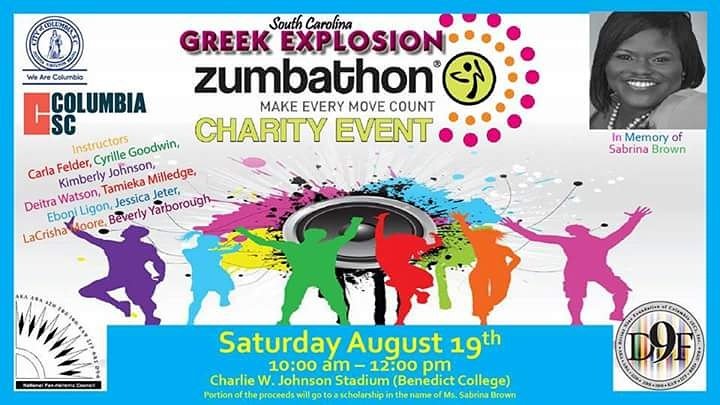 GreekExplosion's tweet photo. Zumbathon is at 10! Eat breakfast &amp; head to Benedict College Charlie Johnson Stadium! Parking is $10/cash only. #ColumbiaSC #familyfun #NPHC https://t.co/jGNZTIq44D