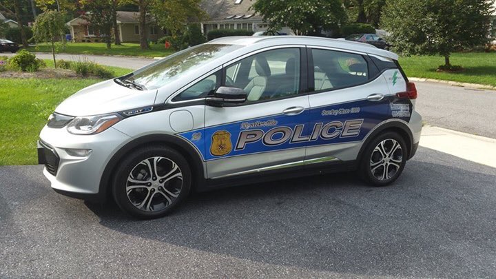 WRVoltec's tweet photo. Richard H. shows us what most likely is the first Chevy Bolt EV Police Car, light bar still to be installed! #BoltAtWork https://t.co/b6FNl5qwDH