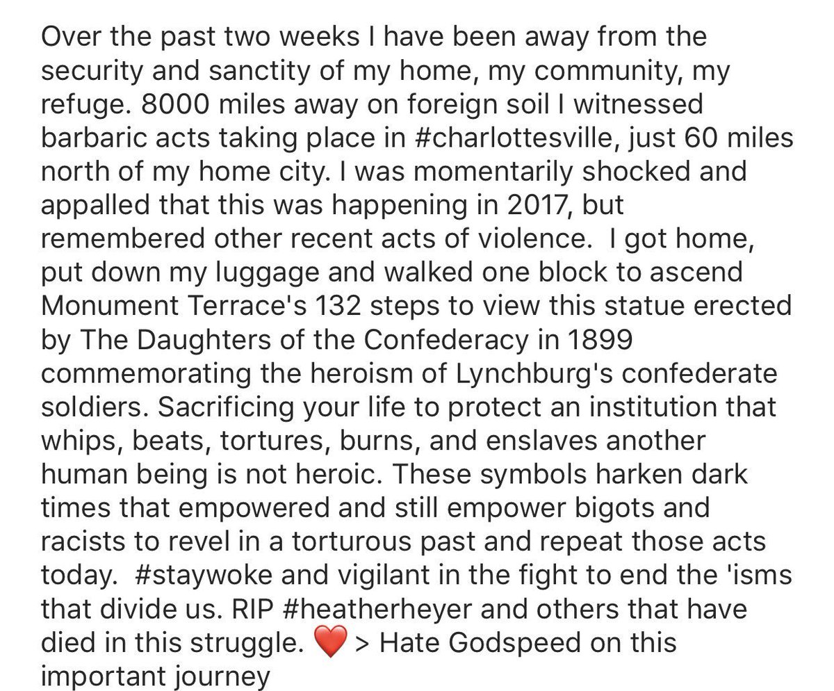 Astro_Flow's tweet photo. Over the past two weeks I have been away from the security and sanctity of my home, my community, my refuge ( more) #charlottesville ❤️>hate https://t.co/E3EMx0vRYq