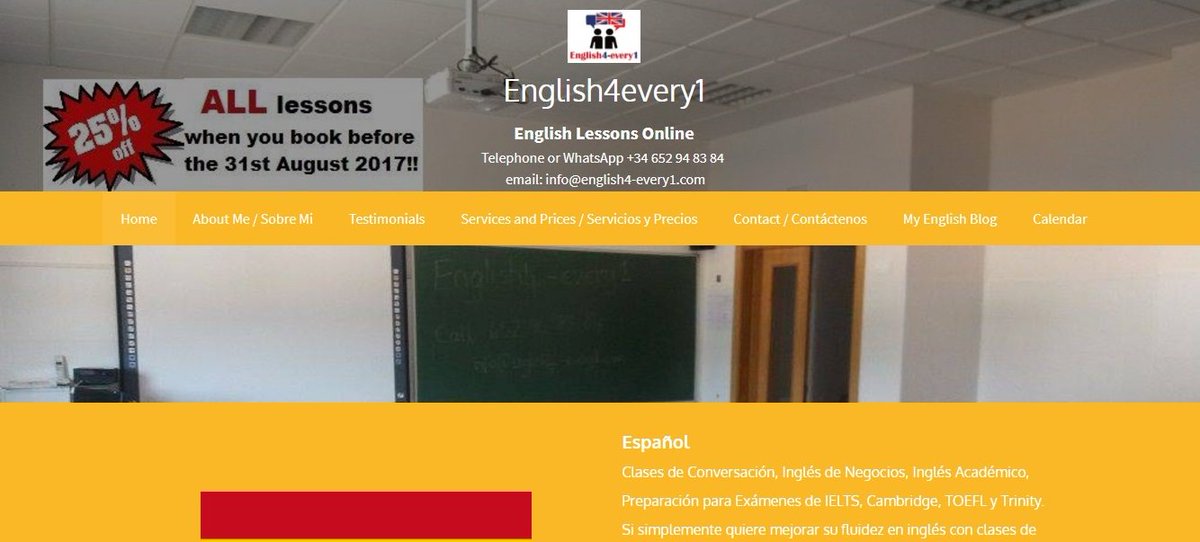 Eng4every1's tweet image. 25% OFF ALL lessons booked before the 31st August 2017! 
For details visit english4-every1.com