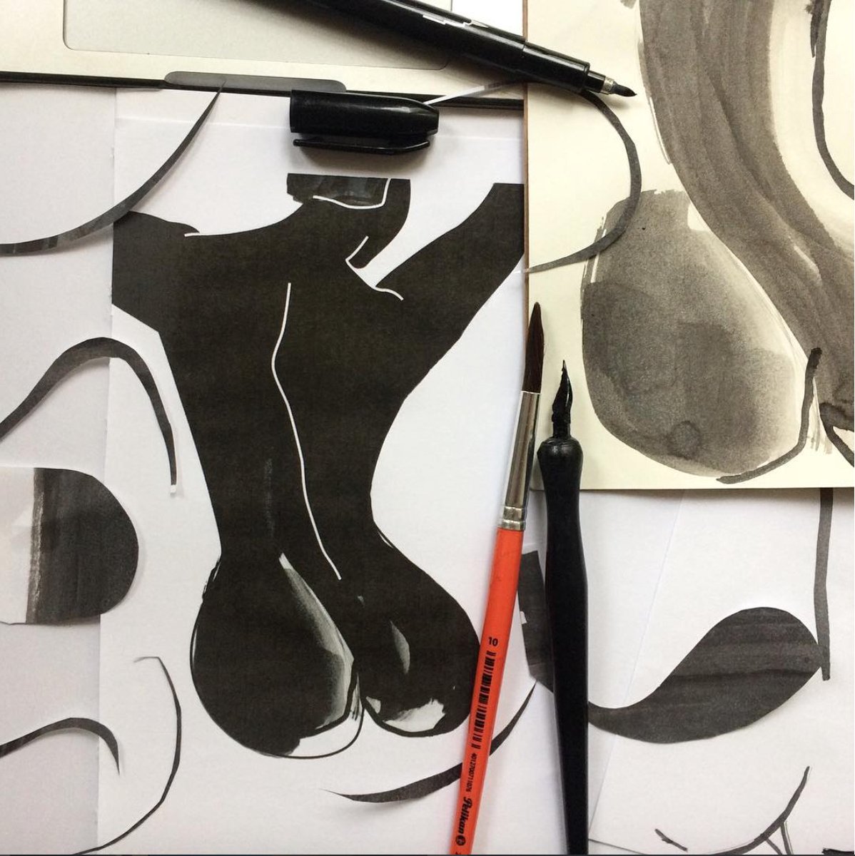 higoszi's tweet photo. Super like my #saturday 💨 #wip #higoszi #gosiastolinska #diy #ink #illustration #handmade #dessin #bw #feminity #polishillustration #news https://t.co/EX3JLb35Vg