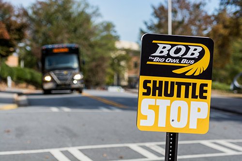 Save gas &amp; hop on the shopping route to run your Saturday errands! <a href="/BigOwlBus/">Big Owl Bus</a> runs from 12 PM – 8 PM.