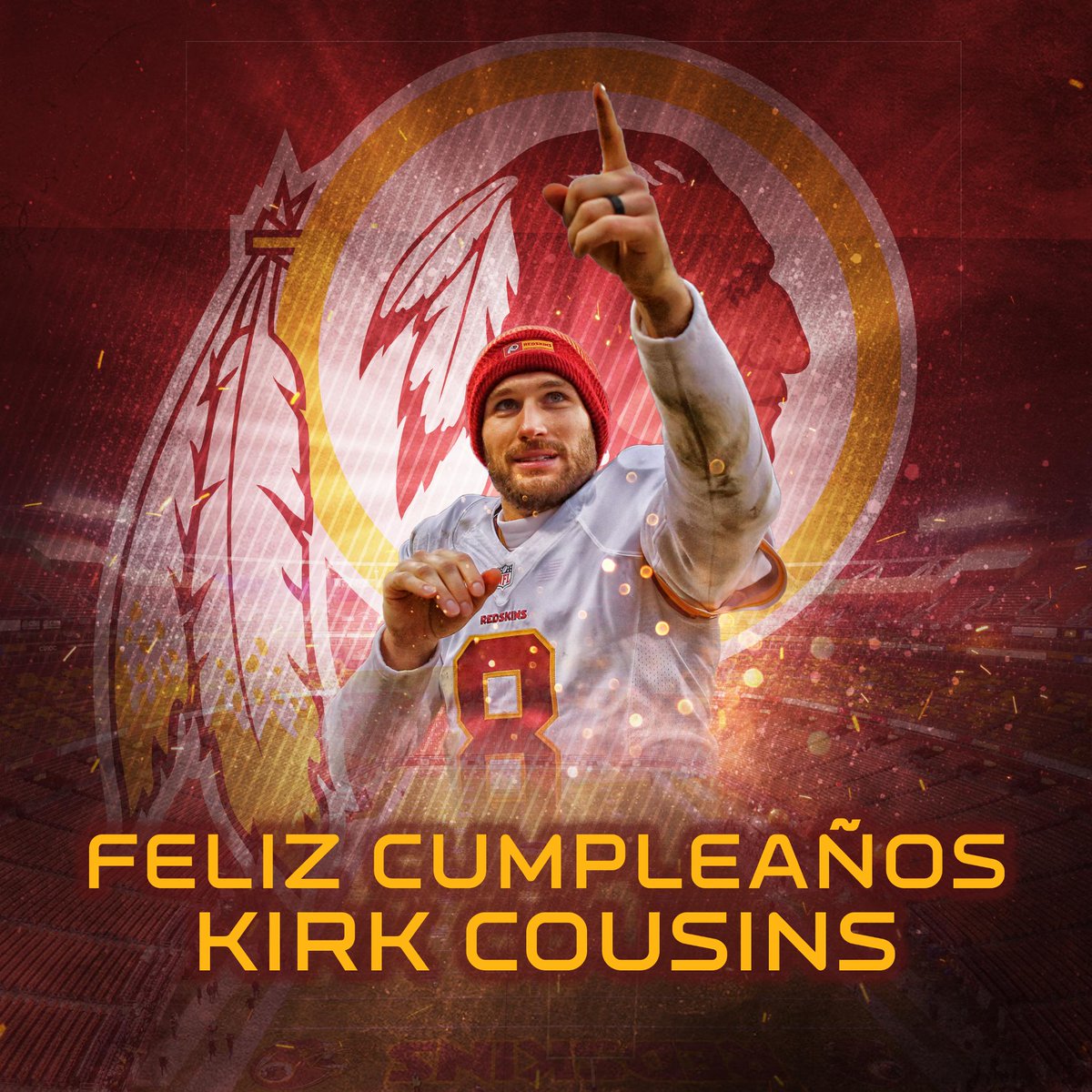 nflmx's tweet photo. Aunque a veces parezca de mayor edad por la barba, el QB de los @Redskins llega a 29 años. ¡Feliz cumpleaños @KirkCousins8! #NFLBirthdays https://t.co/me2x8ZKpdS