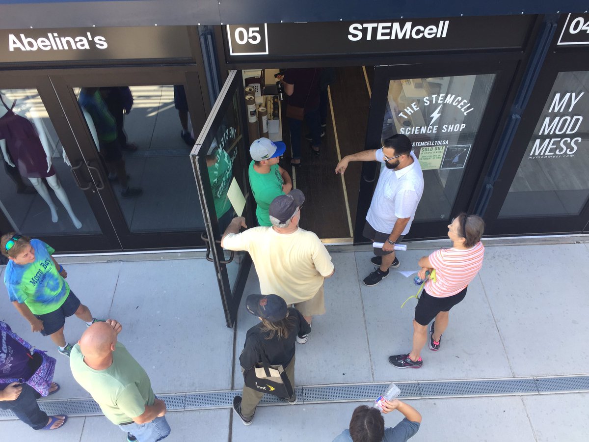 amyslanchik's tweet image. Final update: Stem Cell Science Shop is SOLD OUT of #SolarEclipse glasses!! They sold 3,000 today at the @TulsaBoxyard @NewsOn6