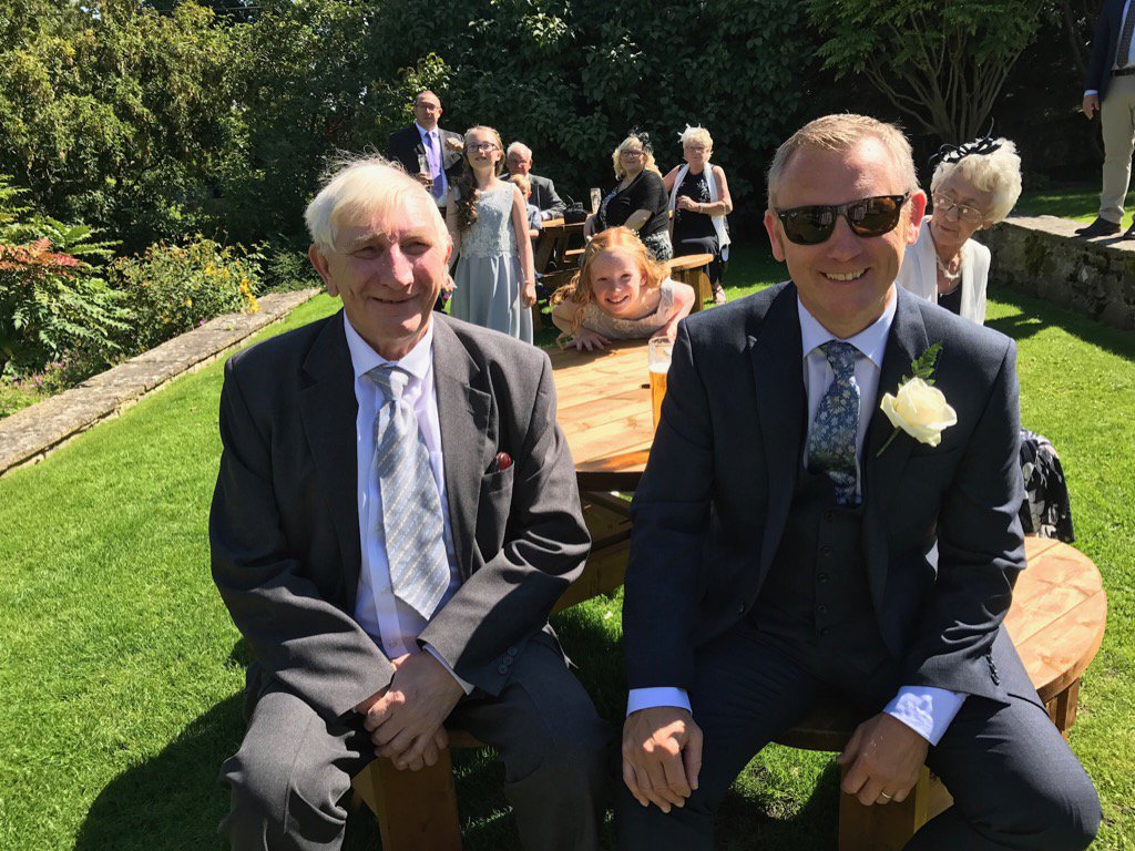 3tones1's tweet photo. The old man and me at my daughter Rebecca's Wedding, not singing today https://t.co/Uyw1Yh7nH5