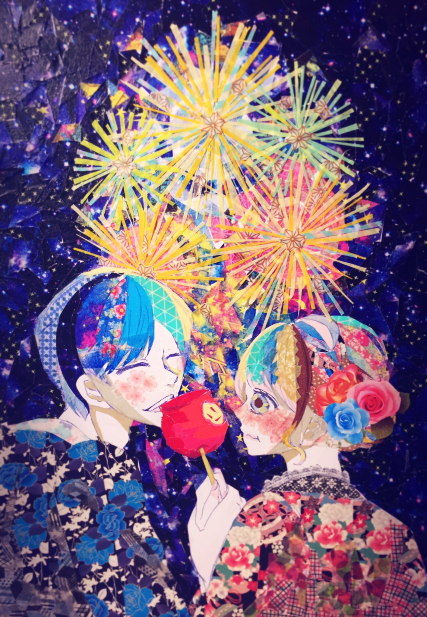 Twitter 上的 Mememe ちゃん 君は花火でキラキラしてる 私はりんご飴で赤く染まる マスキングテープアート マステアート マステ絵 マスキングテープ T Co Ohpmg14vki Twitter
