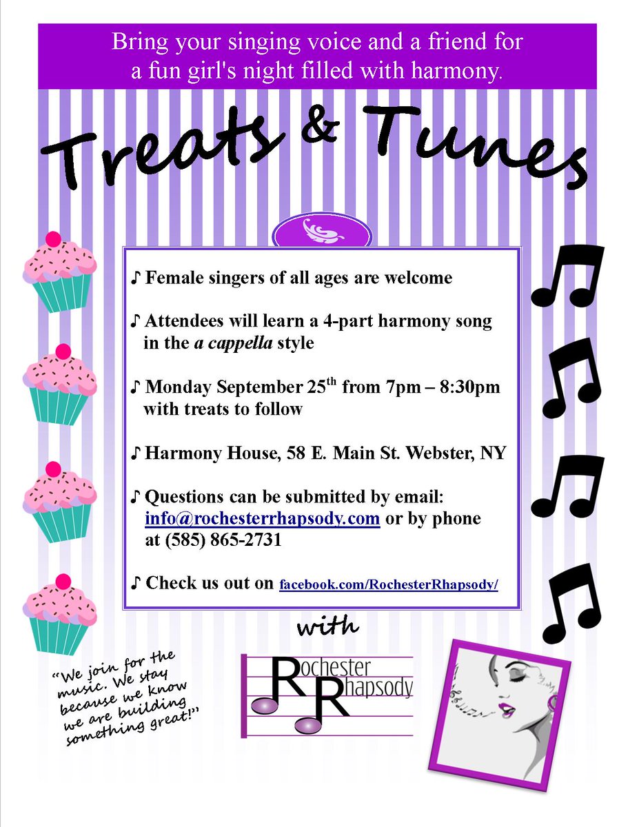 Bring your singing voice and a friend for a special girl's night out  filled with harmony! #RocRhapsody #TreatsandTunes