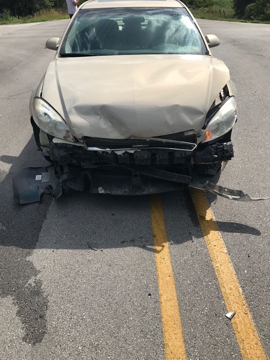 ashmuster's tweet photo. Eric wrecked his work car yesterday.  Both cars are totaled but he's okay. Idk what I'd do if I lost him. https://t.co/z5T2VTIUTb