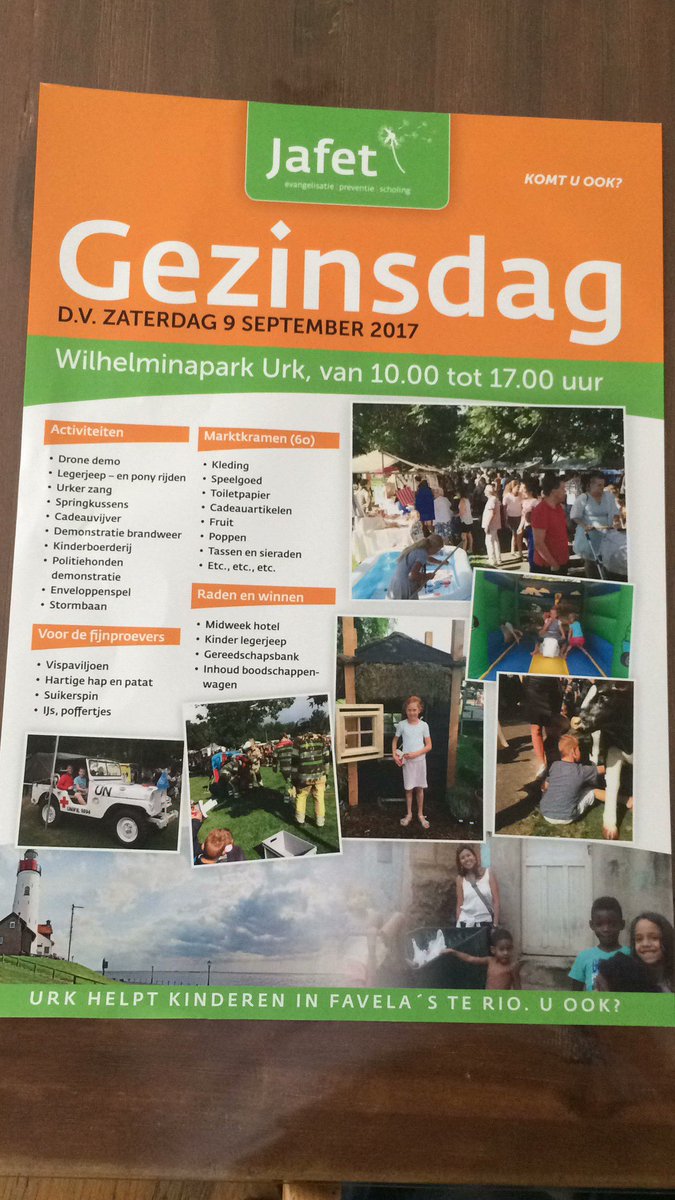 De Gezinsdag 2017 in het Wilhelminapark staat voor de deur. Help kinderen in krottenwijken van Rio de Janeiro.