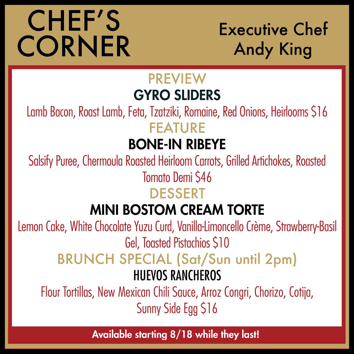 CineBistroHP's tweet photo. This weeks specials from @justchefandy  ... available now! https://t.co/YgheobjtDT