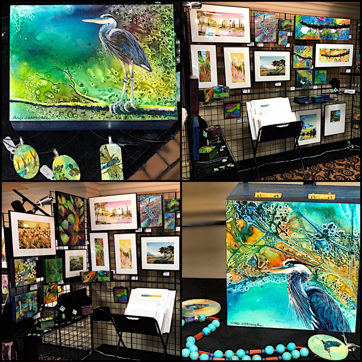 anjigrainger's tweet photo. Painters Showcase-artist reception this evening, wine, appetizers, beautiful art. 2 of my original watercolor boxes on display. https://t.co/HmQoy6N6x7