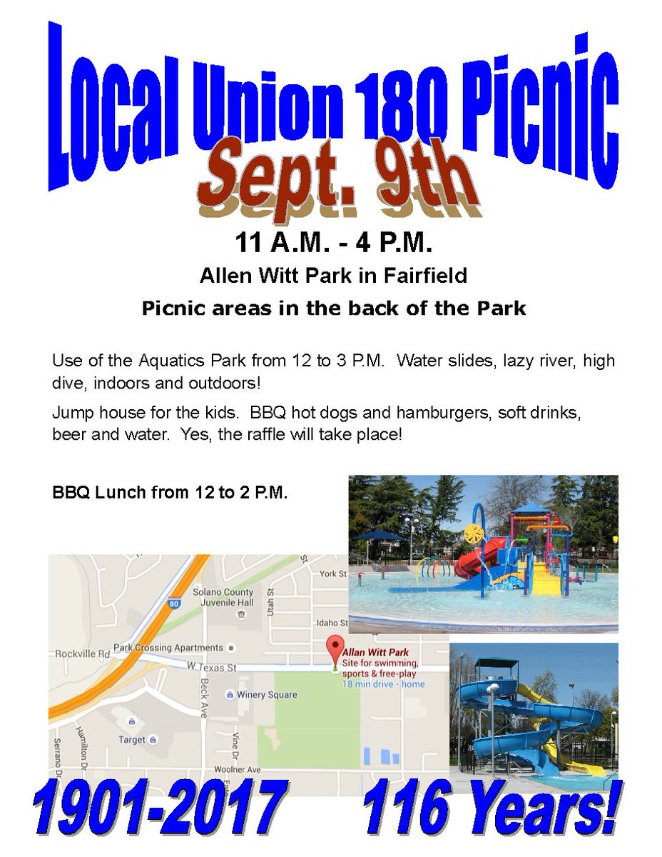 Save the date - Local Union 180 Picnic