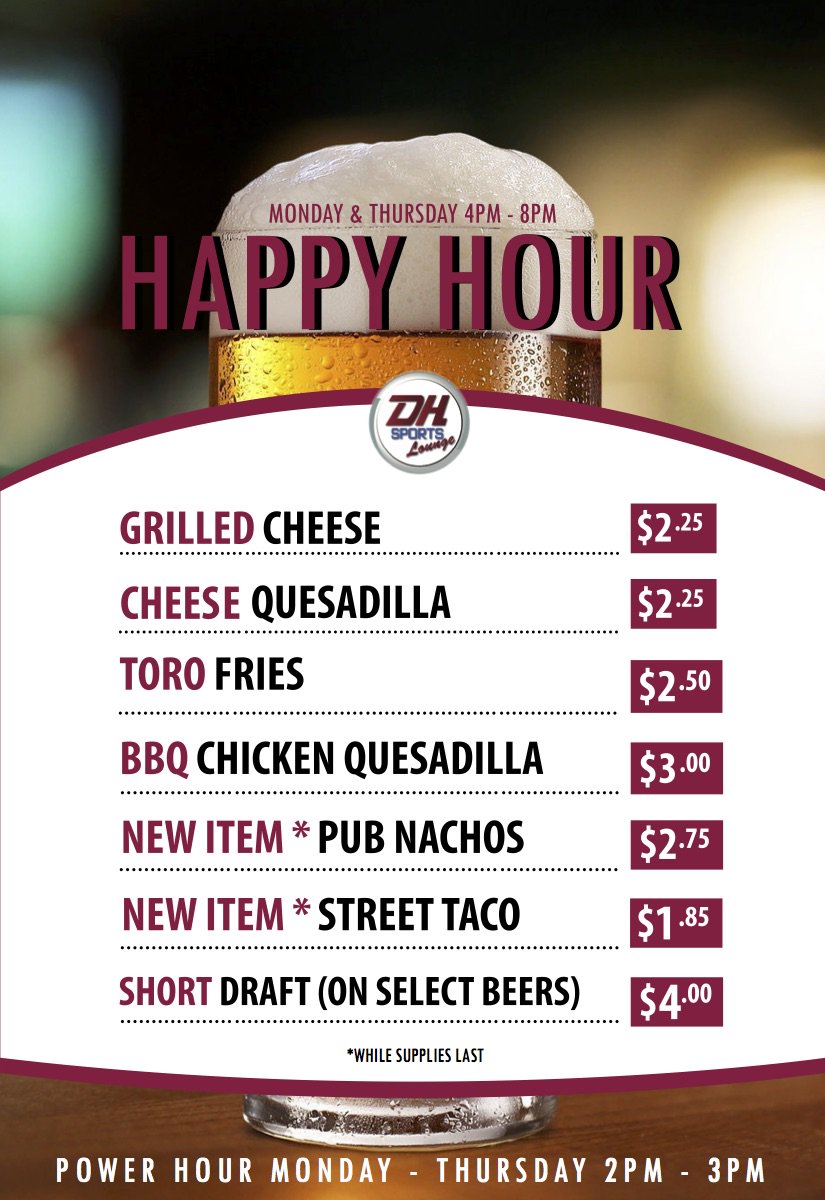 DHSportsLounge's tweet photo. Looks like we've got NEW MENU ITEMS! Psssst...did we mention that we have a new happy hour?🕺🍻
#greatvibes #bareats #craftbeer  #happyhour https://t.co/WGKlmEHGrr