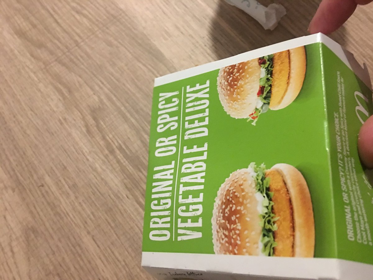 iamniclee's tweet photo. @McDonalds Ordered a veggie burger...got a chicken burger in the veggie box! 
#careless
#veggie
#disgusted https://t.co/tSClmGFJFf