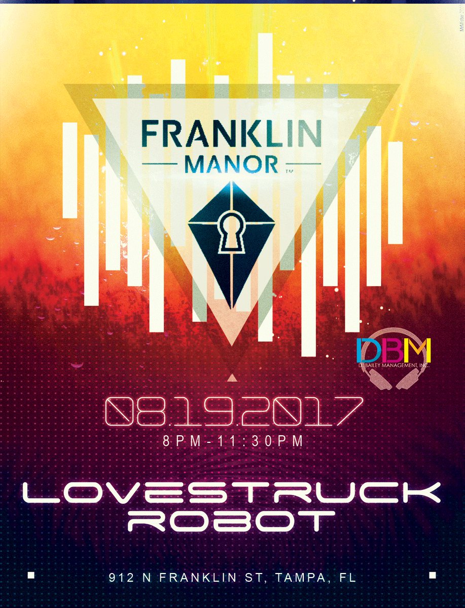 tampabands's tweet photo. Party with the best tonight at @Franklin_Manor with #livemusic by @lovestruckrobot starting at 8pm! #dancewithDBM https://t.co/QqW116i3FH