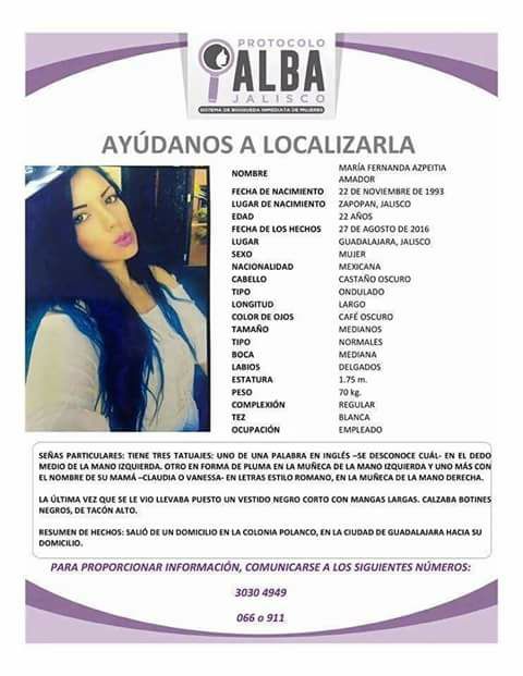 #AyúdanosAEncontrarla | Tu apoyo es elemental para la búsqueda y pronta localización de la joven María Fernanda Azpeitia Amador, de 22 años.