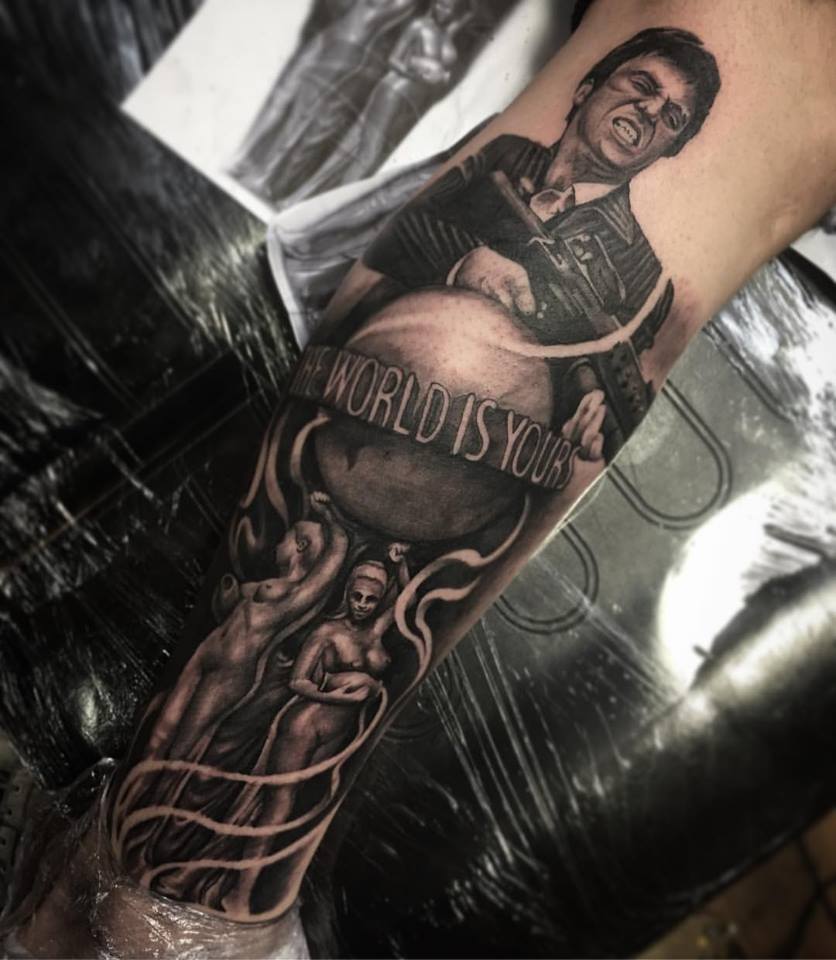 Tattoo uploaded by cchavez347  The world is yours statue scarface   Tattoodo