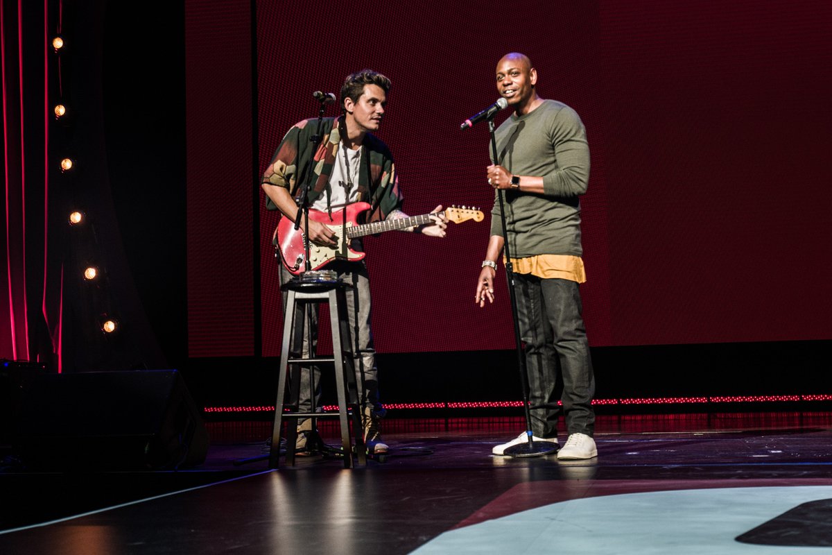 ChappelleRCMH's tweet photo. August 17, 2017 - Dave Chappelle &amp; @ChanceTheRapper ft special guest @HannibalBuress, plus Jon Stewart and @JohnMayer [photos: M. Bitton] https://t.co/JMvLz7Qbmy