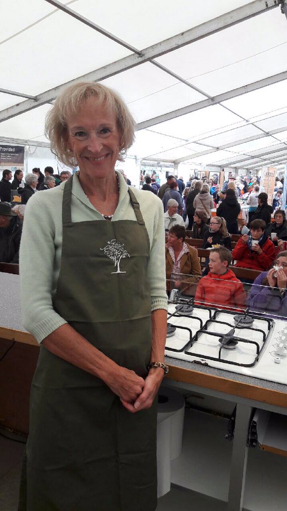 The wonderful Sue Lawrence is live right now in the baking tent at #GCF2017 thanks to Wigtown Book Festival