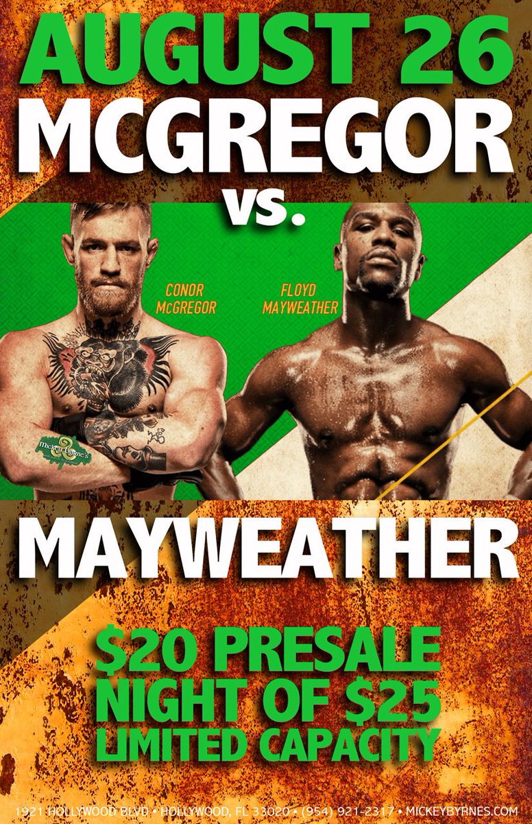 MickeyByrnesPub's tweet photo. Free pint of Guinness Blonde for the first 100 people in the door for the big fight! #hollywoodfl #mcgregorvsmayweather #mickeybyrnes https://t.co/FJ3a4ny5G2