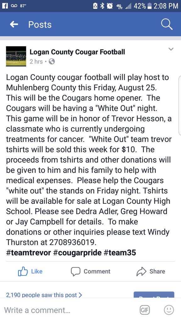 Spread the word!!! Be there Friday night!! #cougarpride