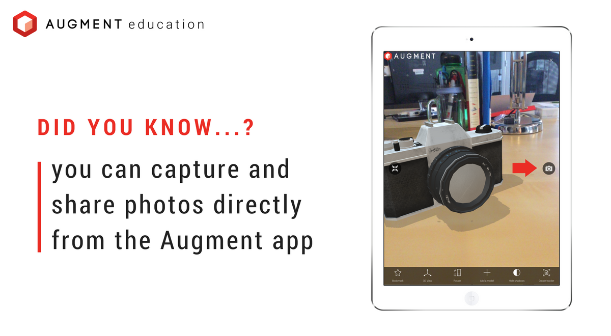 Bringing back our <a href="/AugmenteDev/">Augment</a> tip for #WorldPhotoDay. Take a photo with your favorite 3D model in #augmentedreality.