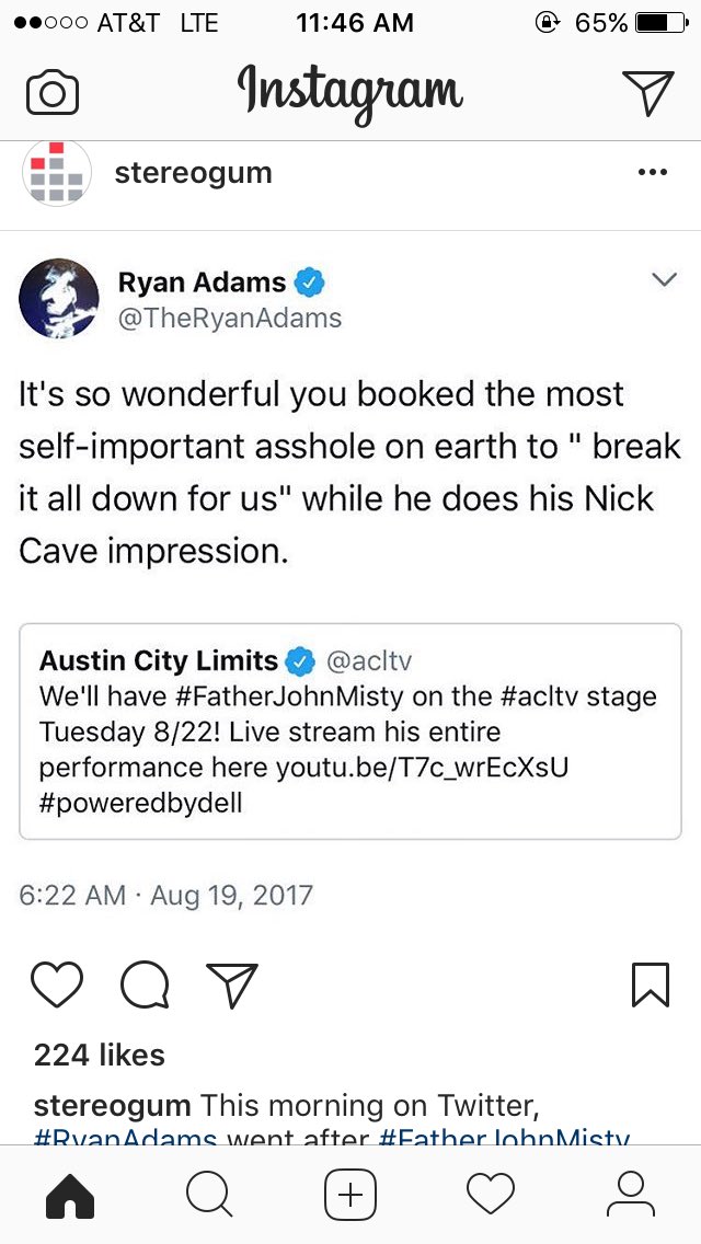 Just two self important stars having a little indie rock beef. Now, back to Trump and the inevitable fall.